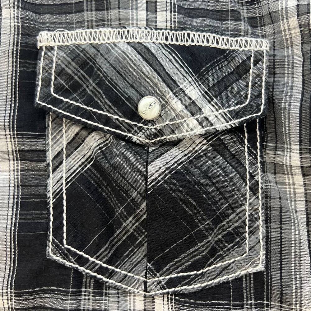 BKE Button Down Shirt Men's Size L Black White Plaid Athletic Fit Western - Picture 8 of 14